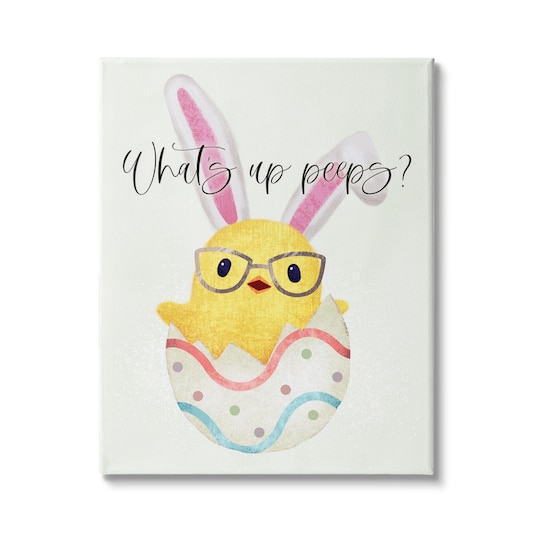 Stupell Industries What's Up Peeps Funny Easter Phrase Hatched Chick Canvas Wall Art
